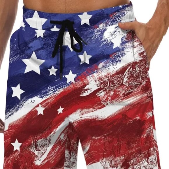 Men's American Flag Swim Trunks4th of July Patriotic Board Shorts Quick Dry Li